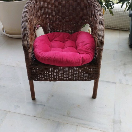 Bamboo children's armchair like new with petrol and red cushions