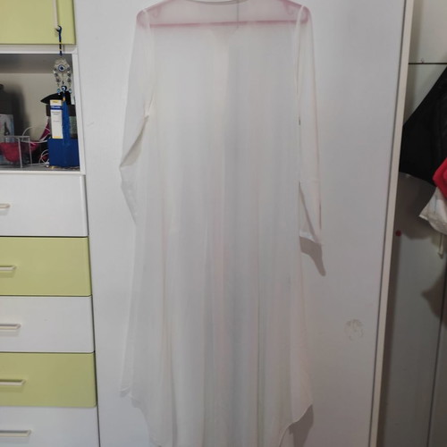 White maxi transparent shirt with buttons used, size L