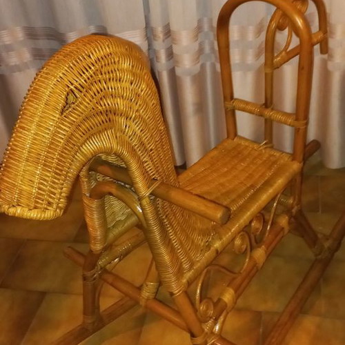 Children's rocking bamboo horse unused