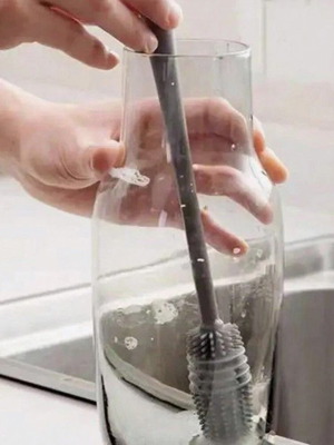 Silicone cleaning brush with long handle new