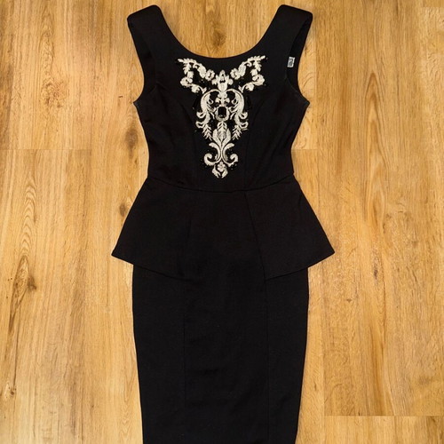 Lipsy London women's black dress with embroidery and beads used