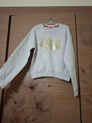 Sam sweatshirt for girls like new, gray with gold print