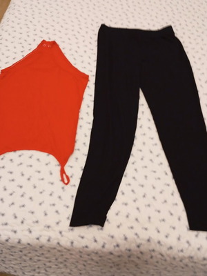 Berska red bodysuit and Celestino black leggings like new, medium