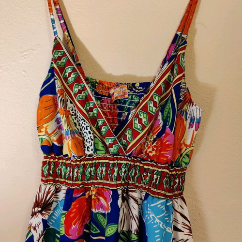 Floral dress one size new with straps in A-line