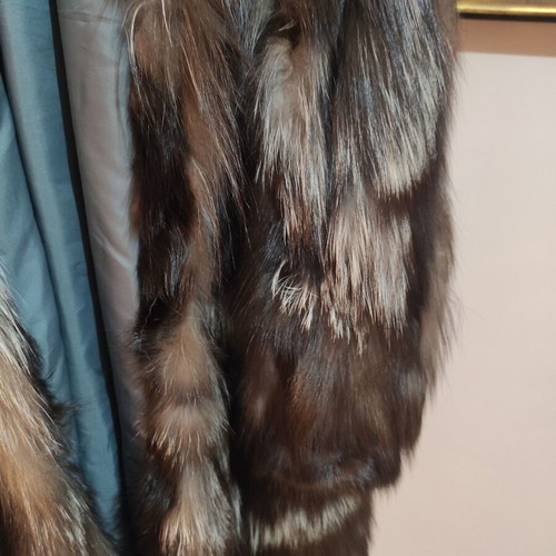 Renard fur coat new from fox in brown and white tones