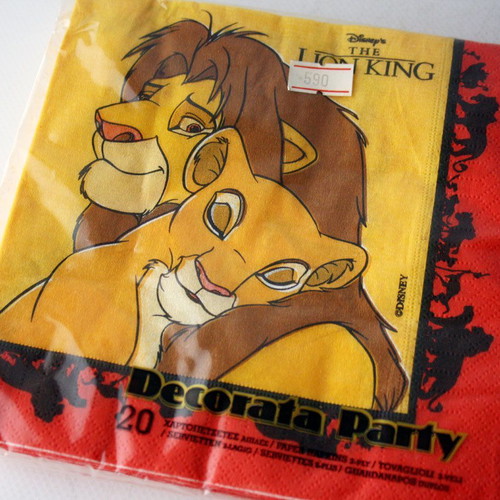 Vintage 90's The Lion King party set 20 paper napkins 7 bags Decorata new