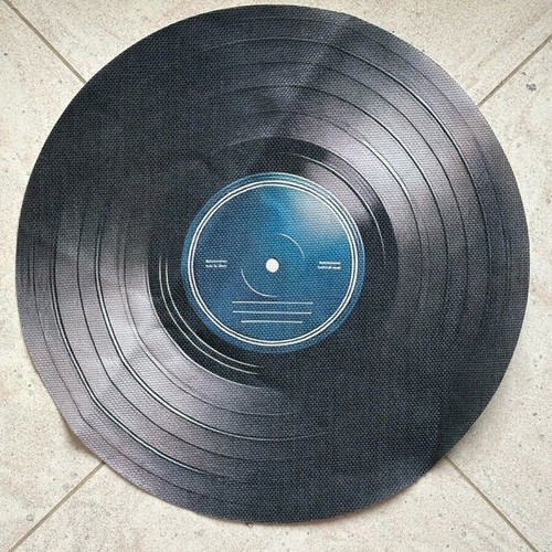 Round Vinyl Record Placemats new, set of 4, canvas fabric