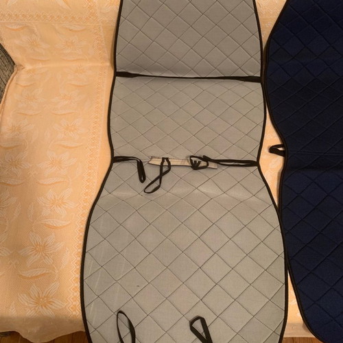 Quilted dark blue car seat covers new, cotton, set of 2