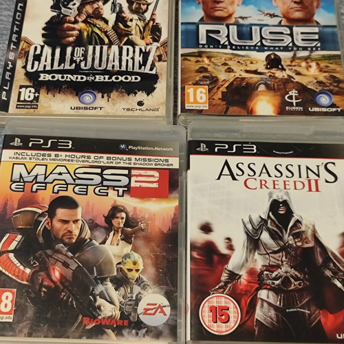 PlayStation 3 games pack of 4 used, Mass Effect, Assassin's Creed, Call of Juarez, Ruse