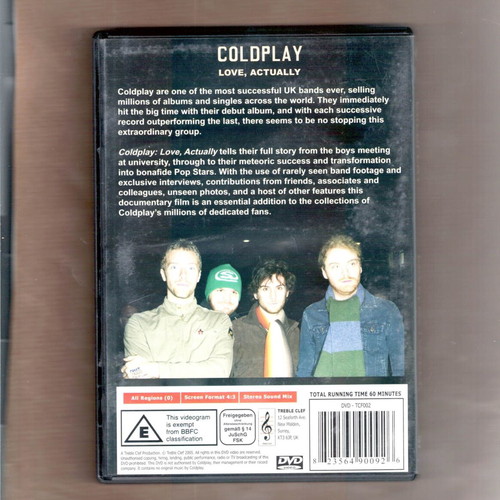 Coldplay Love Actually DVD used, rock documentary