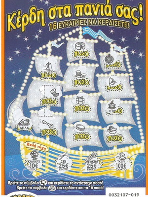 Scratch Lottery Ticket No36 used, Kerdh sta Pania Sas 2016