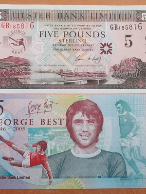 Χαρτονόμισμα Β. Ιρλανδίας 5 Pounds George Best καινούργιο