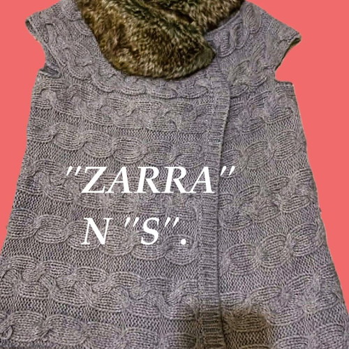 Knit sleeveless sweater Zara size S like new, gray with fur
