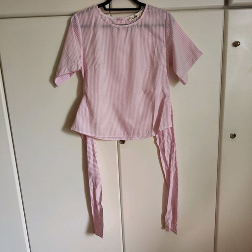 Chaton striped blouse like new, white and pink, size M