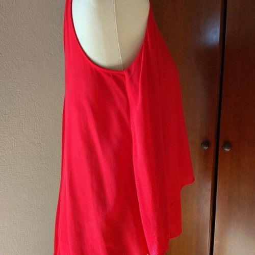 Bershka red airy blouse with open back like new, M/L