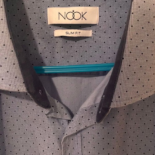 Blue dress shirt used, slim XXL, excellent condition