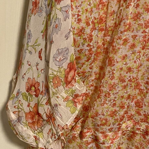 Zara transparent floral shirt size M like new, orange colorful