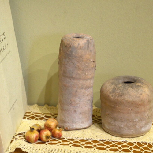 Set of 2 rustic ceramic vessels used, archaic Greek style