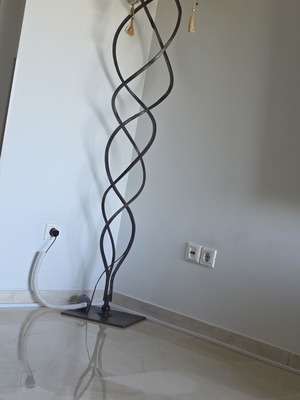 Handmade floor lamp with solid iron and blown glass, like new
