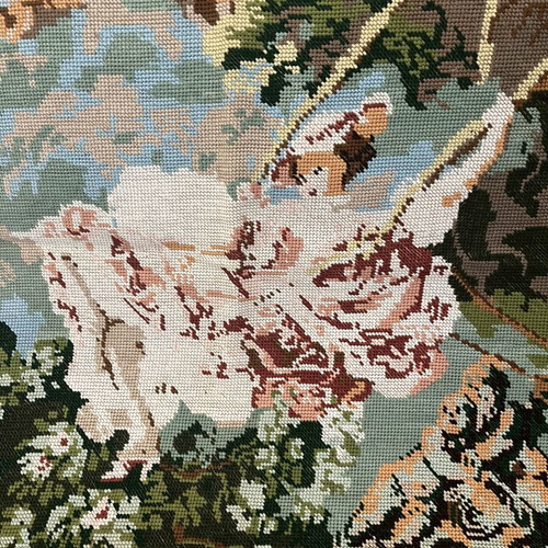 Handmade embroidered textile painting "The Swing" used