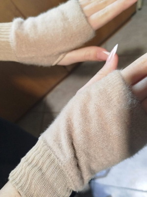 Women's half-finger gloves new, beige