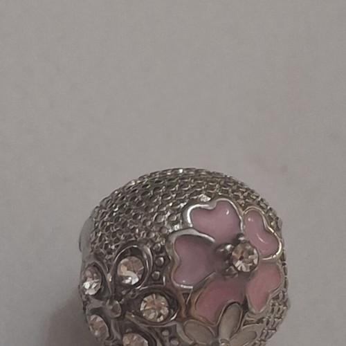 Charm for bracelets with pink and white flowers, like new