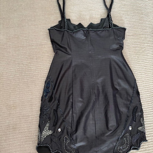 Vintage handmade 80s mini dress like new with beads and pearls