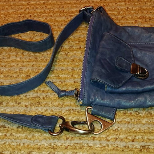 Original bag used, blue, made of genuine leather