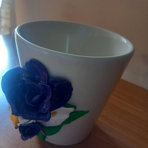Handmade mug with flowers new