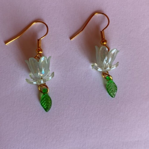 Handmade green earrings inspired by Barbie fairytopia