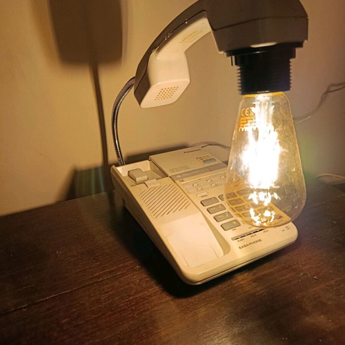 Handmade table lamp custom order made from 1999 telephone