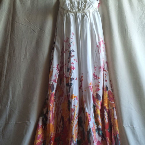 Devotion Small Watercolor Floral Strapless Maxi Dress like new