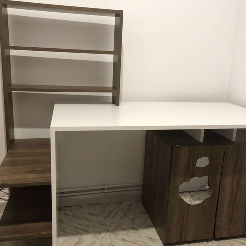Teen desk with bookshelf and cabinet