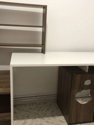 Teen desk with bookshelf and cabinet