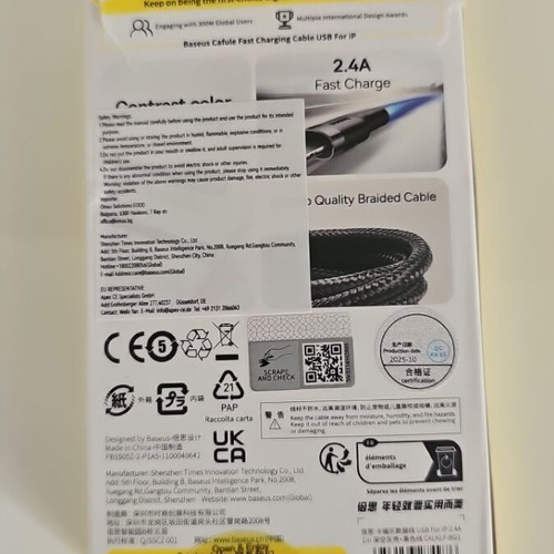 Baseus Cafule Braided USB to Lightning Cable Black 1m new