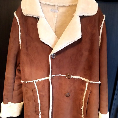 Coat with fur like new, size XL/48, brown