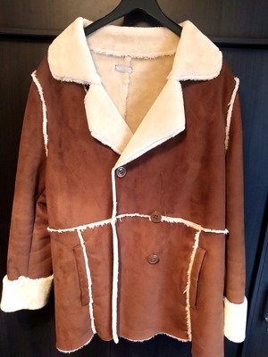 Coat with fur like new, size XL/48, brown