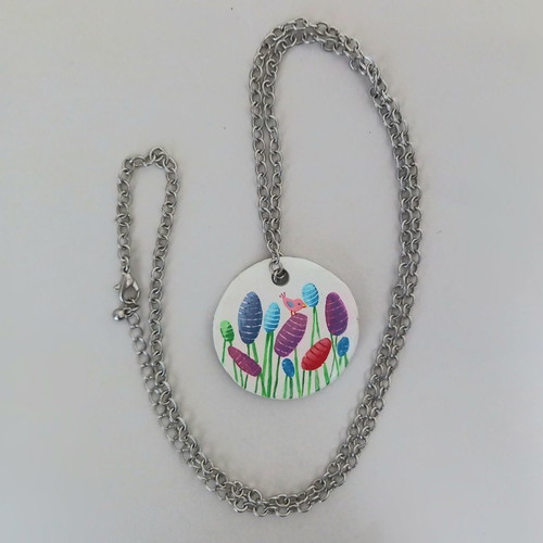 Handmade pendant new from polymer clay hand painted