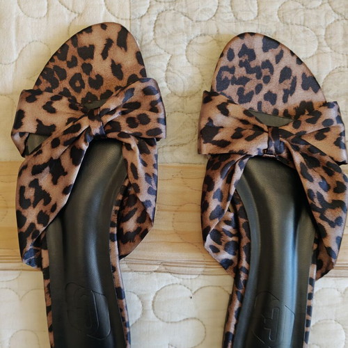 Animal print satin slippers size 38 new