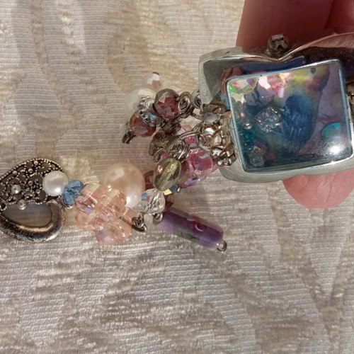 Keychain / pursecharm new, pink and silver, handmade