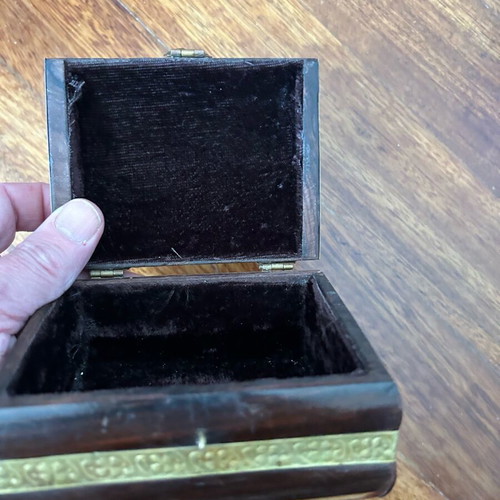 Decorative wooden jewelry box with velvet lining handmade vintage like new