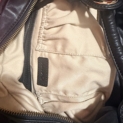DKNY leather shoulder bag used, black with gold details