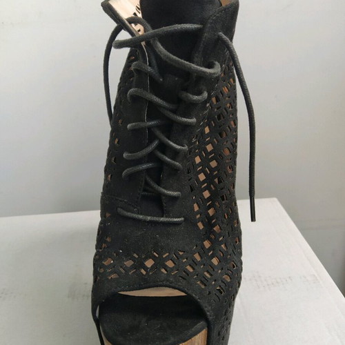 Peep toe black suede perforated boot Vera Blum new, size 40