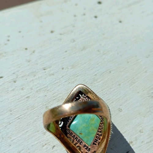 Barse ring sterling silver and brass with genuine turquoise, like new