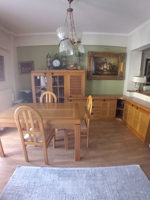Buffet, display cabinet, and dining table set used, solid walnut wood