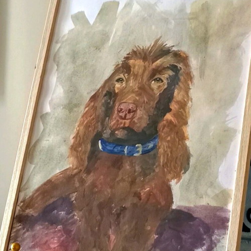 Cocker Spaniel art piece new, handmade with frame