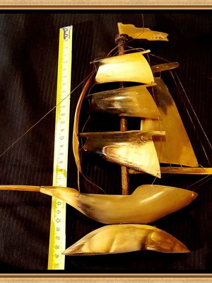 Vintage ship made of natural animal horn