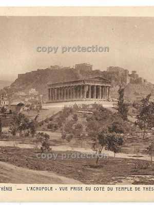 Athens Thiseio Hephaestus Temple Acropolis vintage used postcard
