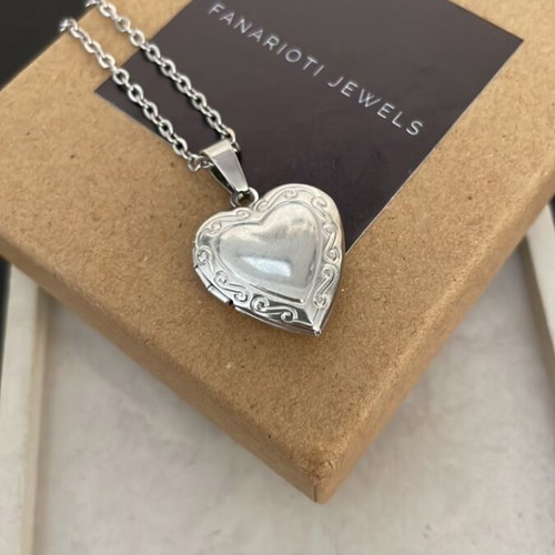 Heart Locket Pendant new, steel gold and silver