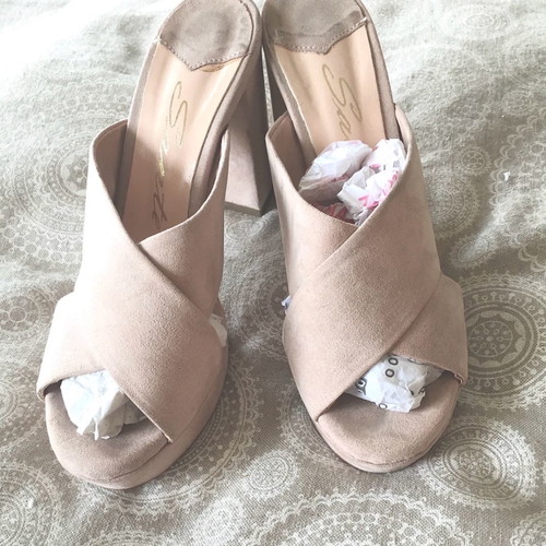 Sante high-heeled suede sandals size 37 nude, lightly worn